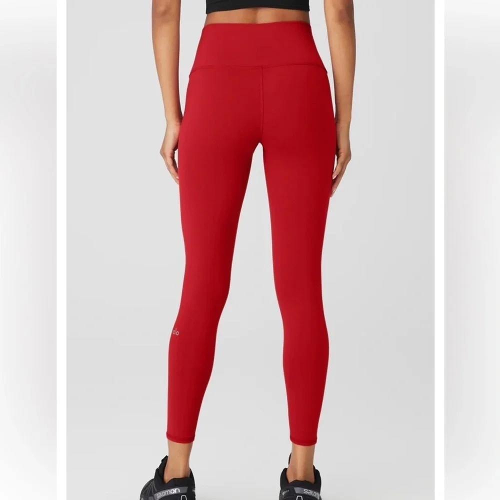 Alo Yoga 7/8 High-Waist Airbrush‎ Leggings-XS-Crimson Red